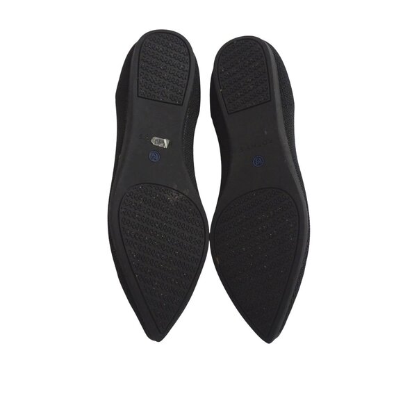 Rothys The Point Toe Knit Ballet Flats Shoes Black With Blue Trim Women Size 8 - Picture 4 of 7